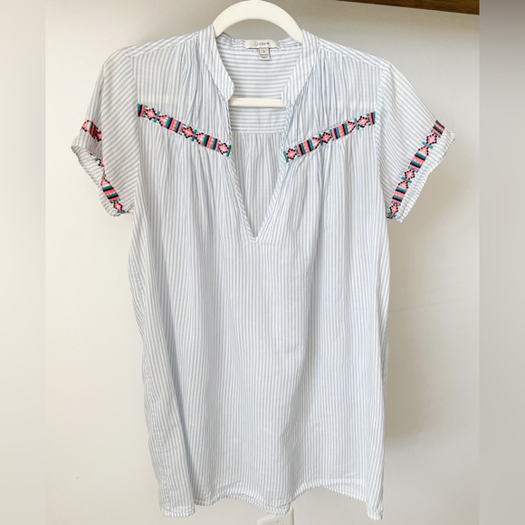 J CREW Striped Embroidered Tunic - Picture 2 of 5
